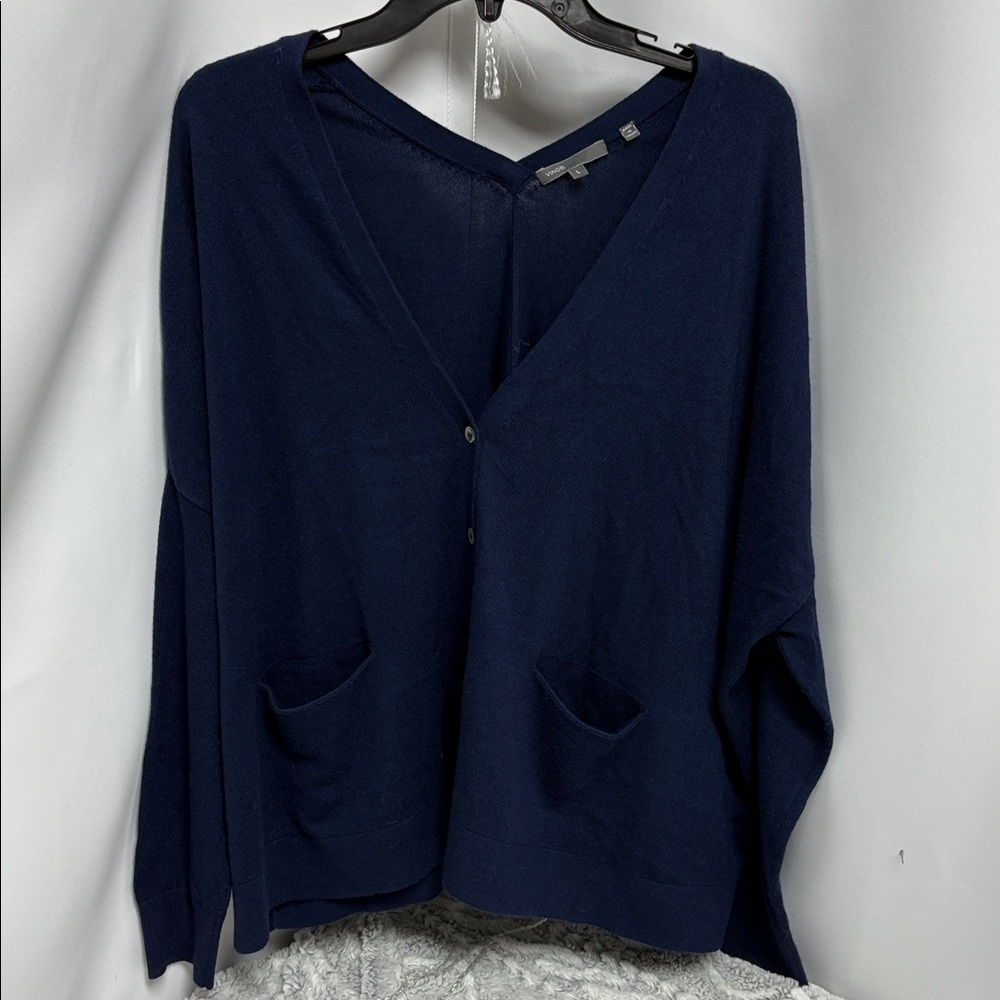 Vince Deep Blue Women's v neck Cardigan size large